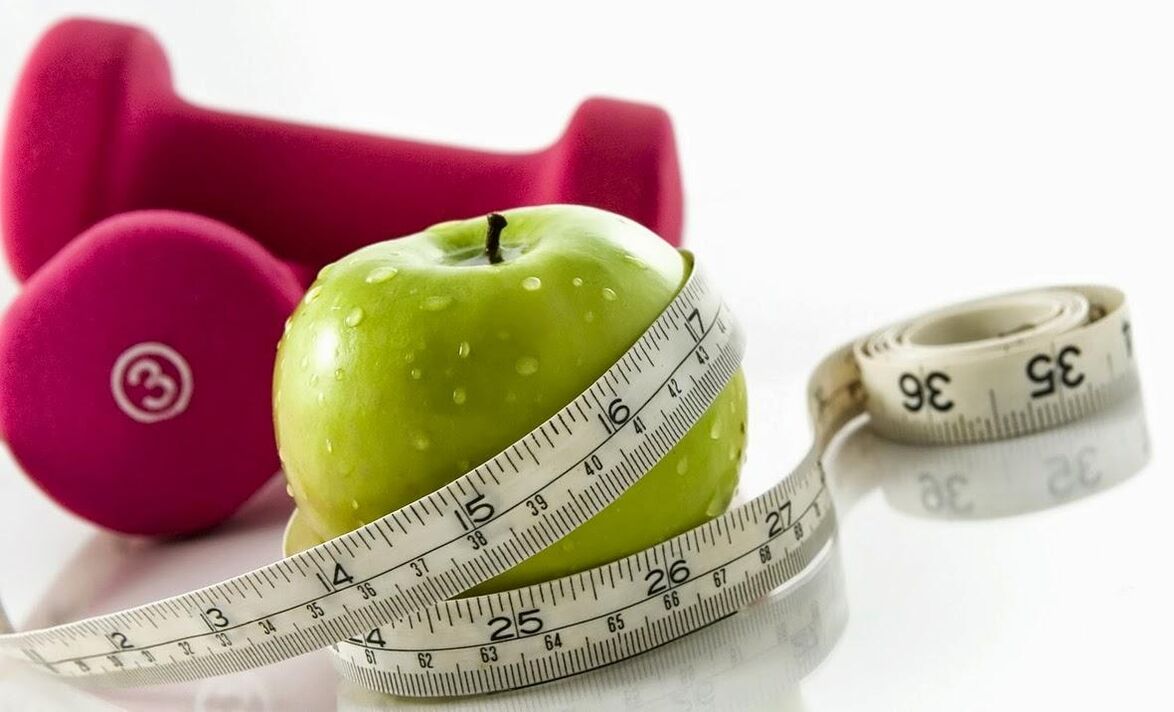 apple and dumbbells for weight loss of 10 kg per month